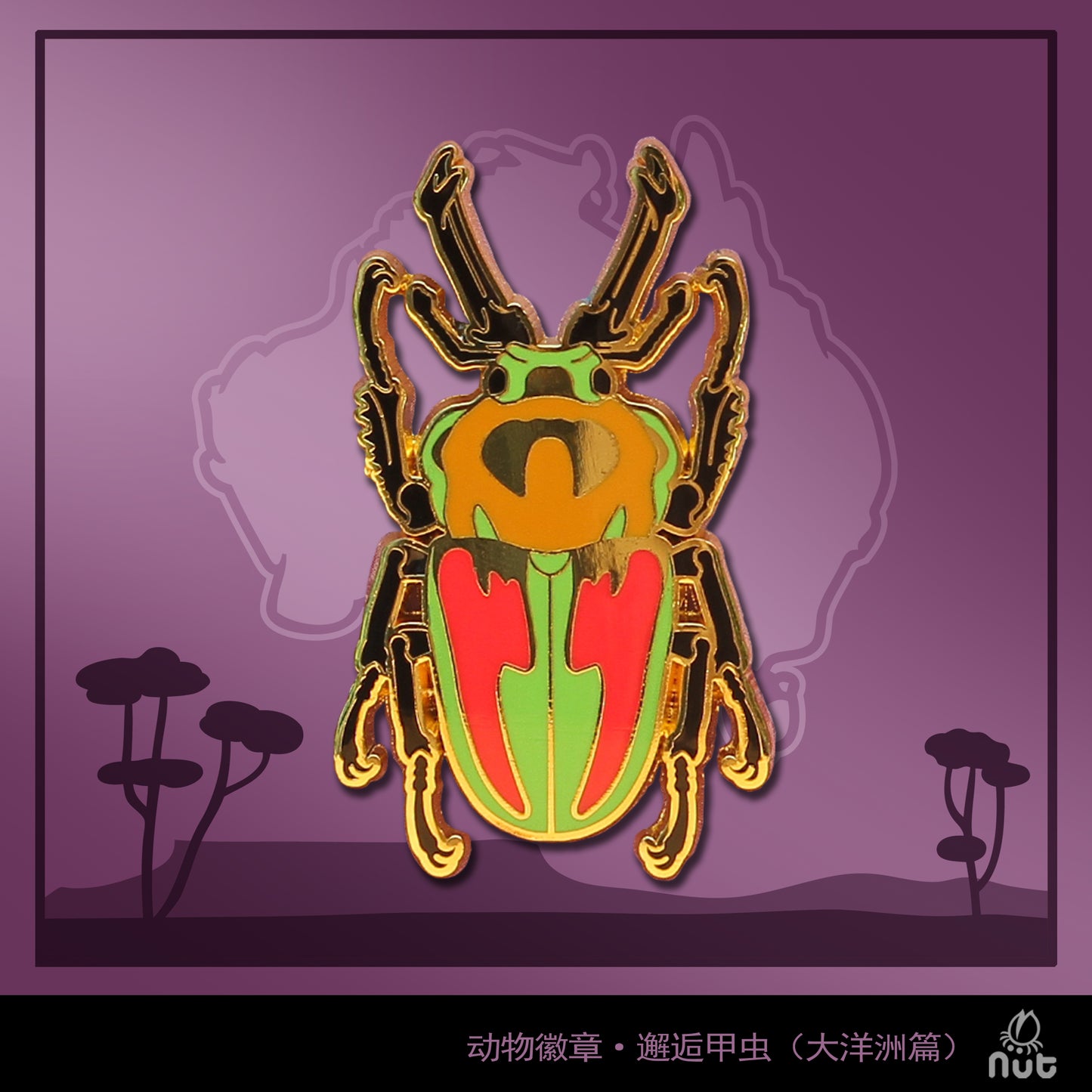 Insect Badge Phalacrognathus mulleri “Rainbow beetle”