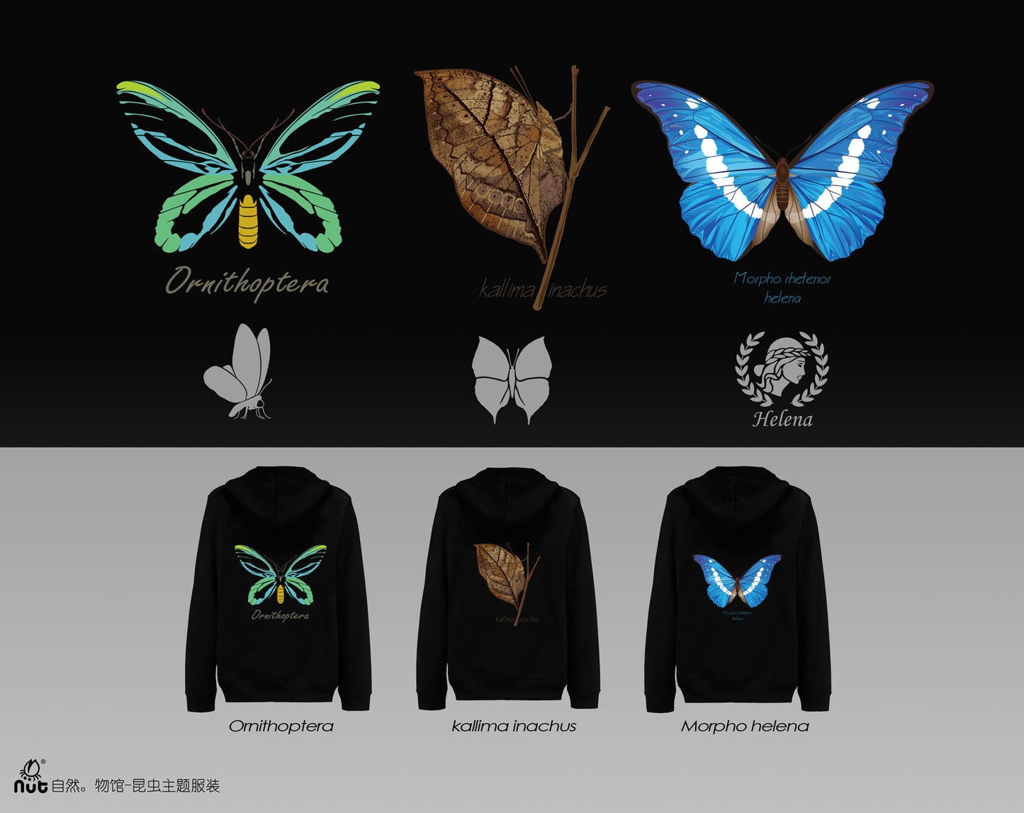 Zippered Hoodie Butterfly