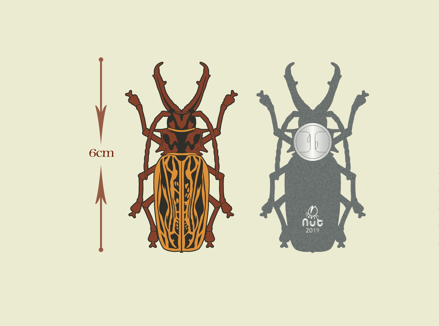Insect Badge Macrodontia cervicornis “Long-toothed Longhorn”