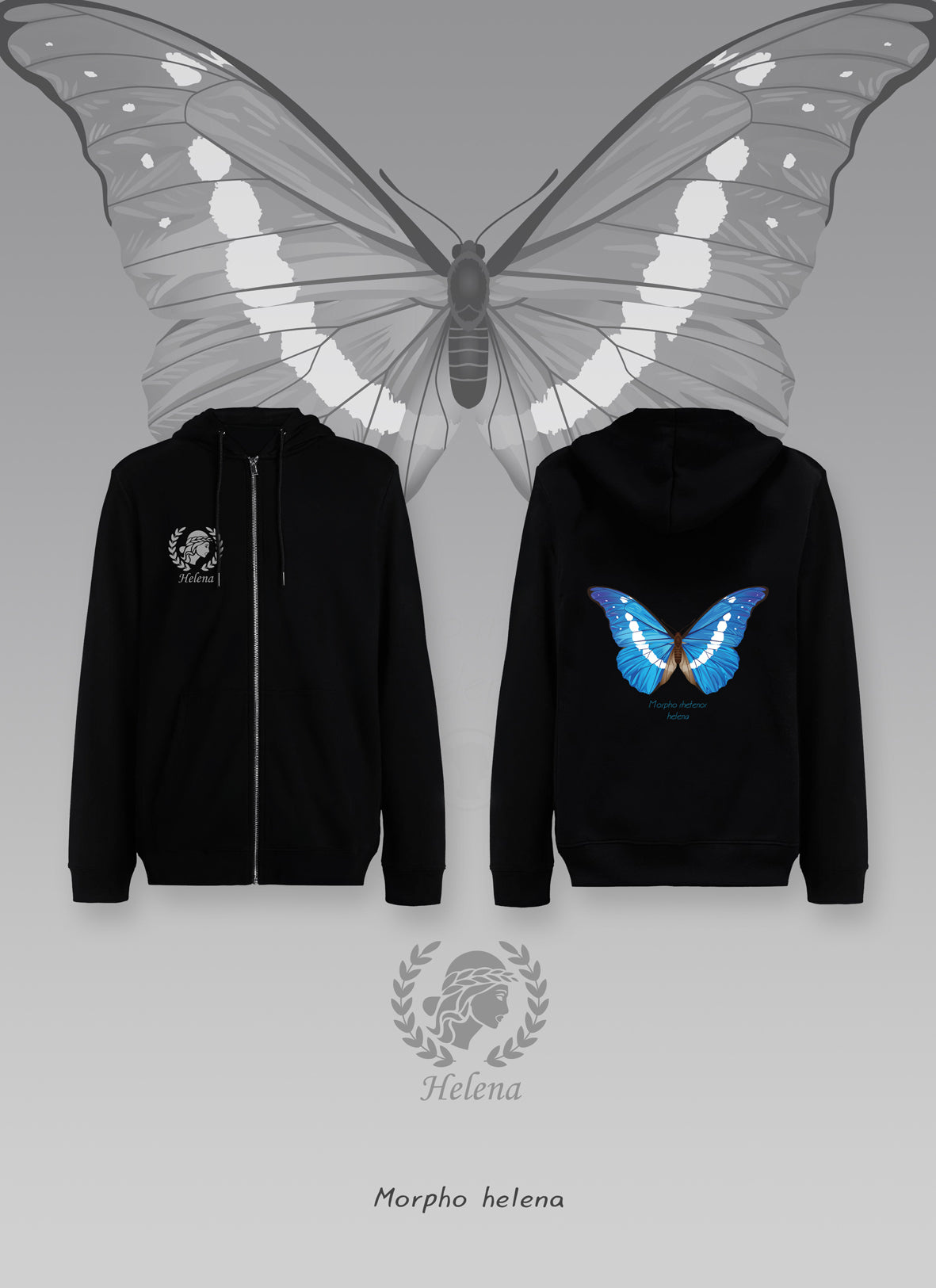 Zippered Hoodie Butterfly